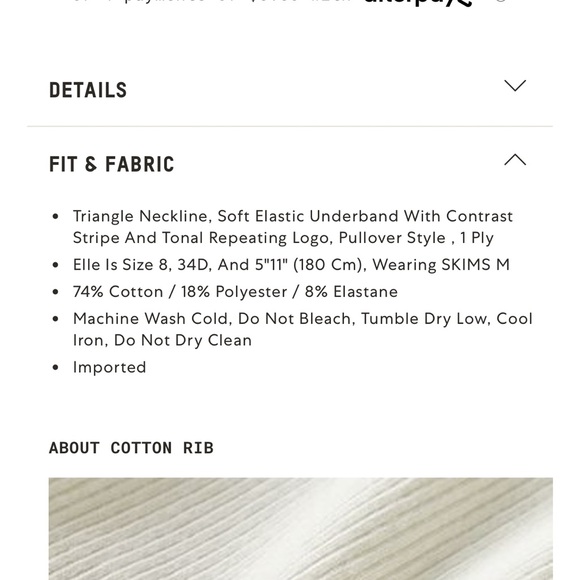 NWT New with tags SKIMS Cotton Rib Plunge Bralette Soot Sport Stripe L Large - Picture 3 of 3